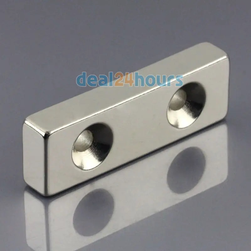 

1PC Big N50 Super Strong Block Cuboid Neodymium Magnets 60 x 20 x 10 mm 2 Countersunk Hole 5mm Rare Earth OMO Magnetics!