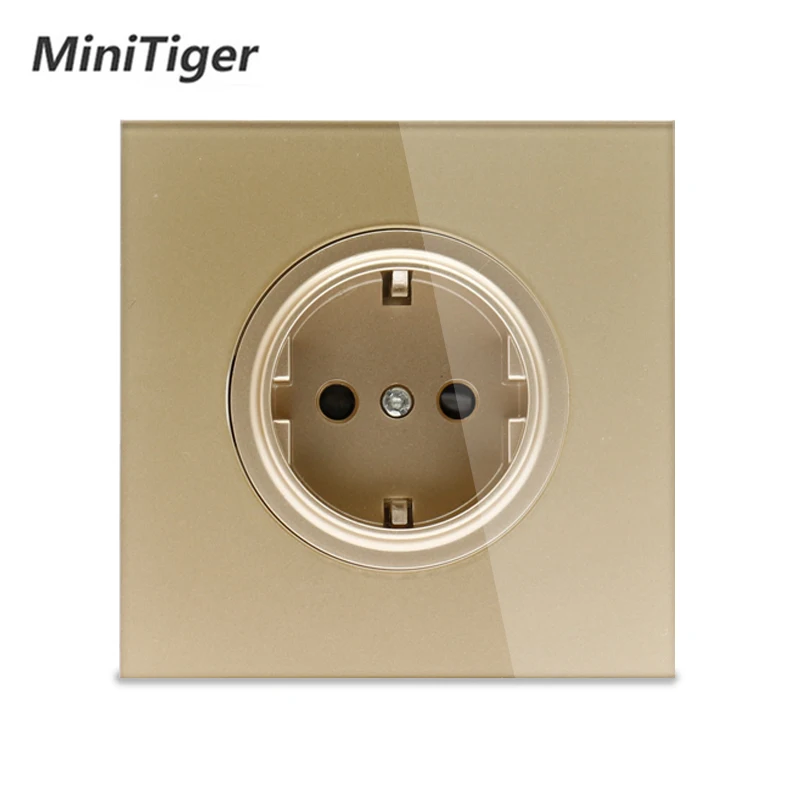 

Minitiger 2019 New Arrival Crystal Glass Panel 16A EU Standard Wall Power Socket Outlet Grounded With Child Protective Lock