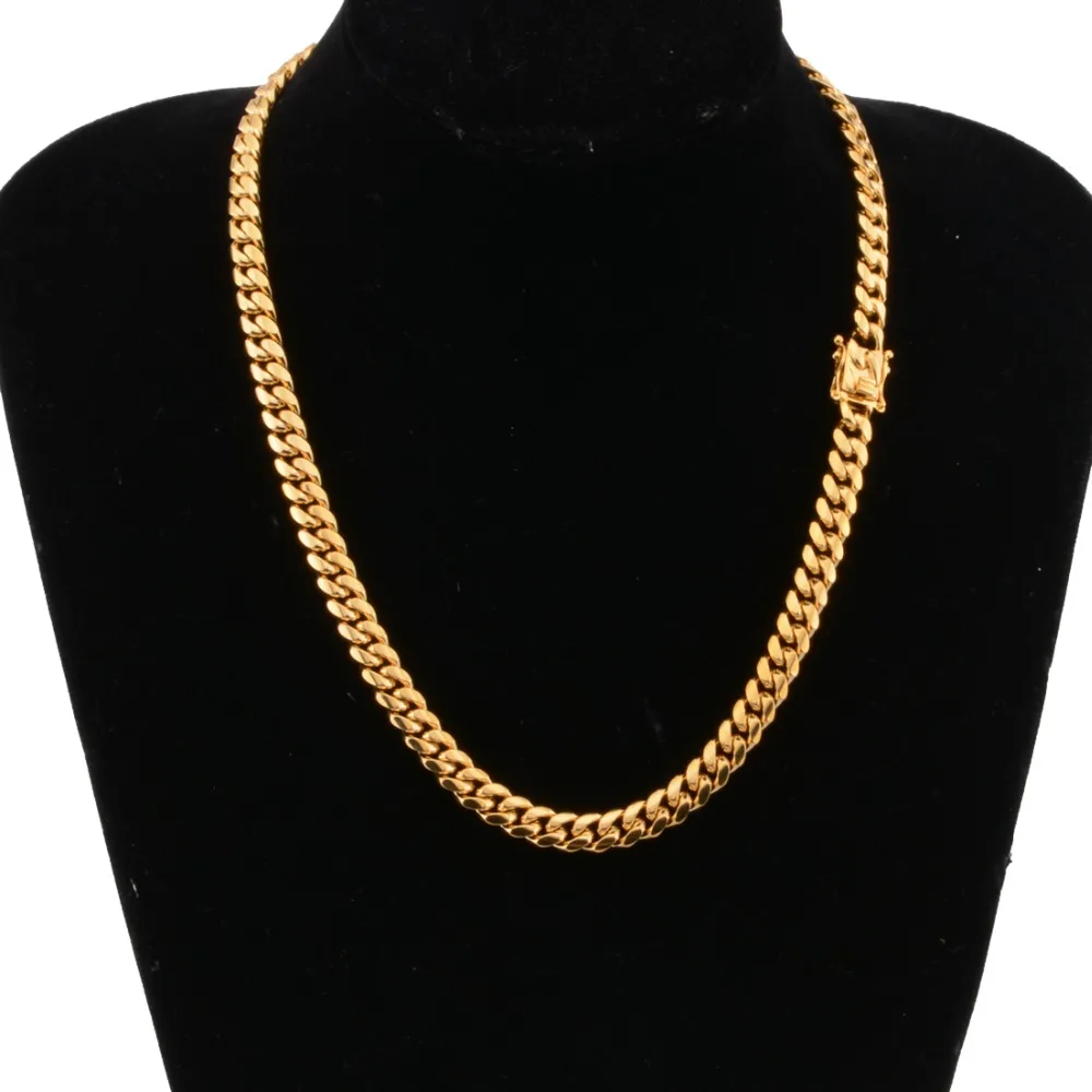 Granny Chic 8-18 мм ширина 8-40 дюймов Длина для мужчин золотого цвета из нержавеющей стали кантри кубинская цепочка ожерелье или браслет ювелирные изделия