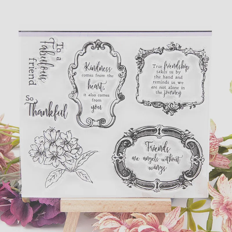 

Transparent Clear Stamps for Scrapbooking Frienship Words Card Making Backgrounds Letter Flower Stamp DIY Phot Album Decor Seal