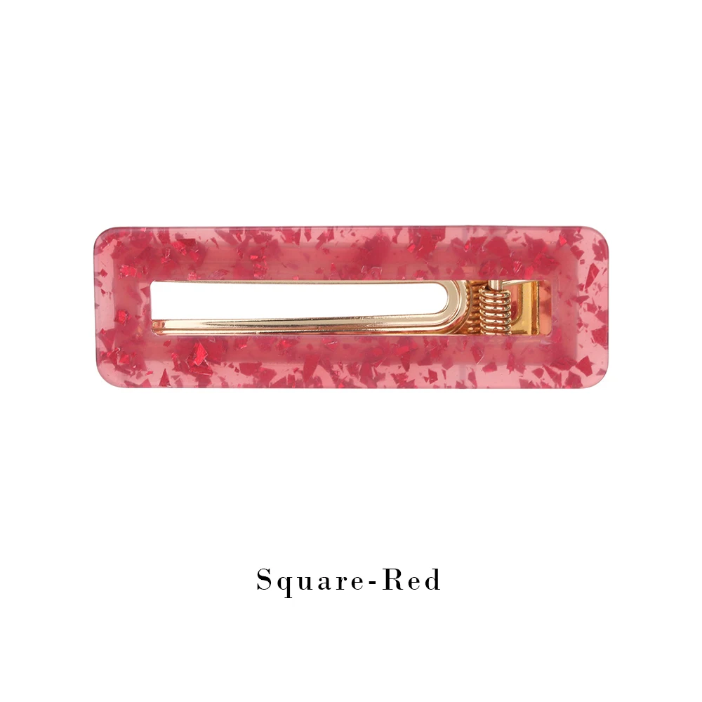 square red Ацетат 1 шт. геометрические прямоугольные заколки для волос шпильки для женщин яркая пудра в горошек заколка для волос аксессуары для волос - Цвет: square red