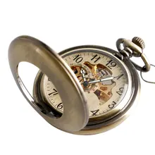 Thanksgiving Gift Pocket Watch Automatic Mechanical Trendy Steampunk Hollow Vintage Exquisite Pendant Smooth Case Men Women Fob