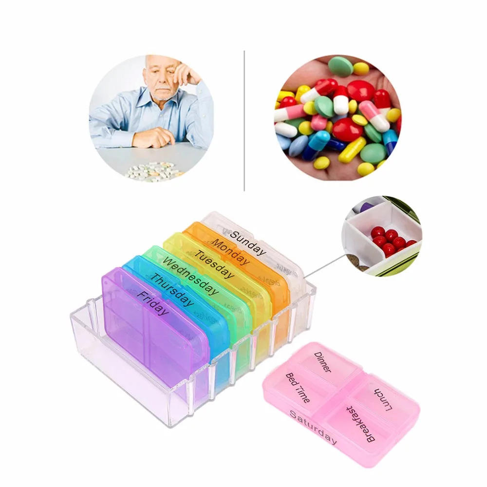 1 * 7 Seven Day Large Pill Box Medicine Tablets Holder Dispenser Pills Organiser Hot Selling | Красота и здоровье