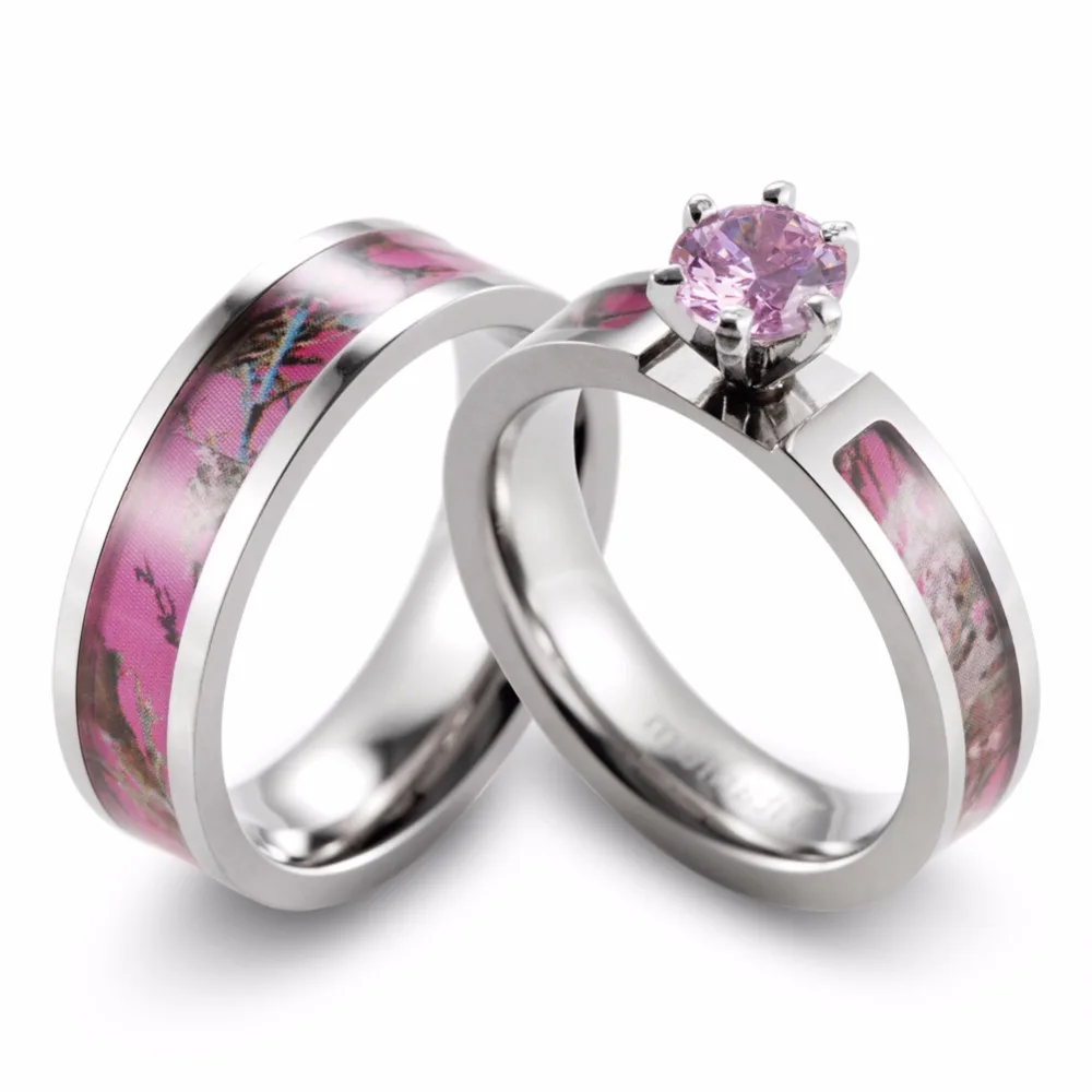 Shardon Women Camo Anium Ring G Setting Pink Cz Shardon Women Camo Anium Ring G Setting Pink Cz Wedding Band Engagement For 2pcs In Rings From Jewelry Accessories On