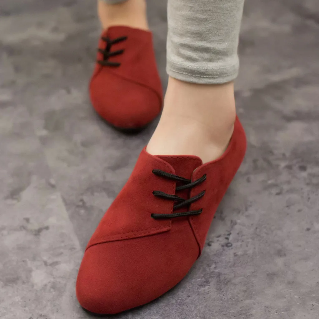 

Retro Women's Shoes Lace-Up Casual Shoes Flat Bottom Single Shoes Ladies Shoes