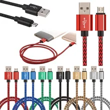 100 шт., длина 1 метр, металлический сплав текстильный Micro USB кабель с нейлоновой оплеткой привести Зарядное устройство Шнур наборы аксессуаров для телефонов для samsung s6 s7 для htc