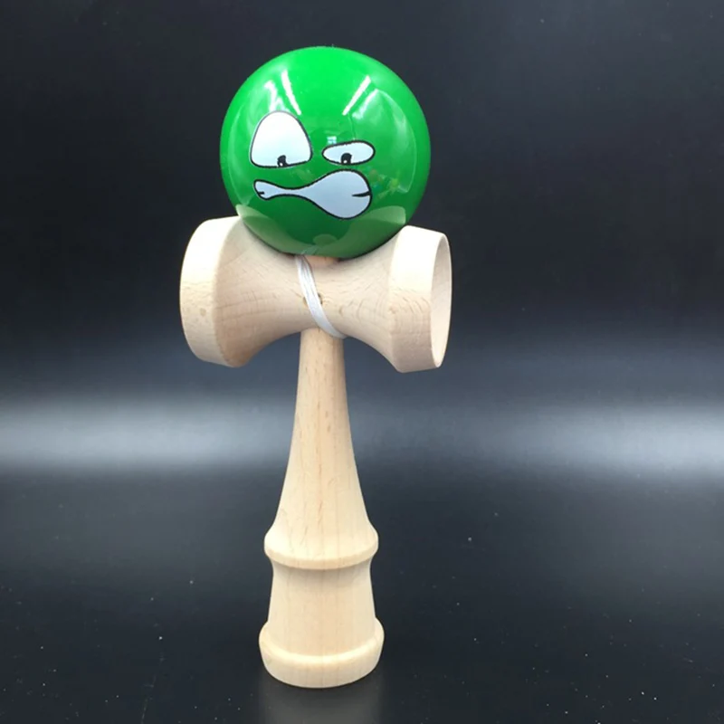 Most effective 18cm Spoof Funny Face Kendama Beech Wooden Juggling Skillful Balls Professional Outdoor Sports Toys
