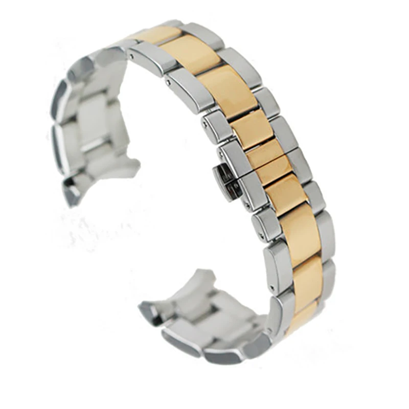 ISUNZUN мужской ремешок для часов MIDO M005430A M005 аксессуары для часов 22 мм 23 мм черный серебристый ремешок для часов браслет из нержавеющей стали - Цвет ремешка: Half Gold