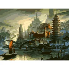 Diy живопись по номерам Мультфильм Принцесса замок DIY цифровая картина маслом на холсте домашние декоративные настенные Рисунки Подарок на праздник