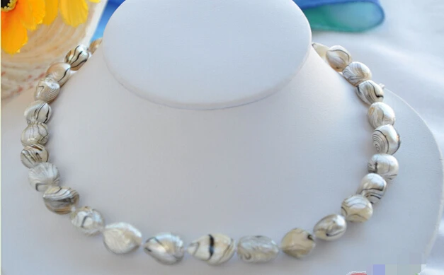 

Free shipping >>>>>>P4186 17" 14mm gray striae baroque freshwater pearl necklace