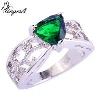 Free Shipping Wholesale Fashion Party Jewelry Triangle Cut AAA Cubic Zirconia Silver Ring For Women Rings Size 6 7 8 9 10 11 12