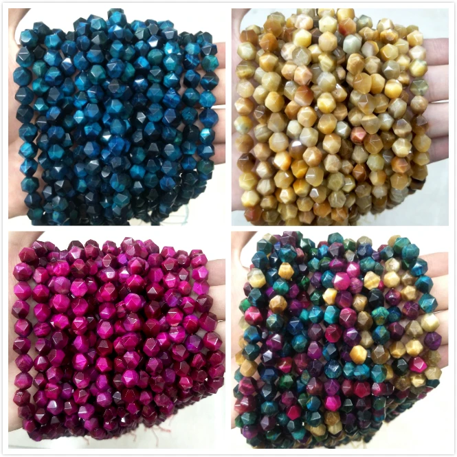 

Wholesale Faceted 8 MM Colorful Natural Stone Tiger Eye Beads Round Spacer Beads For Jewelry Making Charm Diy Bracelet Necklace