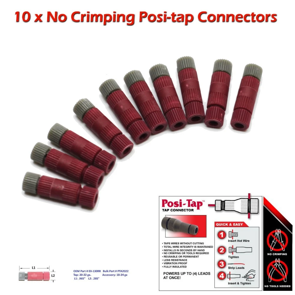 Posi Tap Connectors 20 22 Gauge Wire Bulk Pack Of 10 No Crimping Or posi-tap-connectors-20-22-gauge-wire-bulk-pack-of-10-no-crimping-or