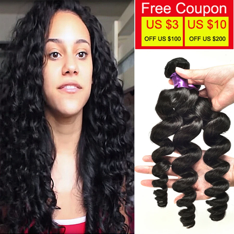 

7A Unprocessed Peruvian Virgin Hair Loose Wave Virgin Peruvian Loose Wave Hair 3 Bundles mi lisa hair 100% Human Hair Weavings
