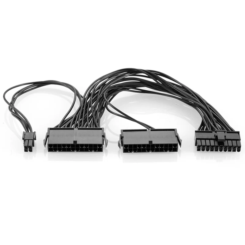 ATX Mining 30cm 24 Pin Dual PSU Power Supply Extension Cable for Computer Adaptor Cable Connector for Miner Mining 24Pin 20+4pin