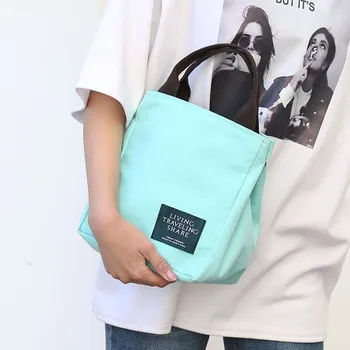

Female Small Canvas Tote Shopping Bag Simple Folding Reusable Portable Shoulder Handle Bag Casual Student Handbags Dropshipping