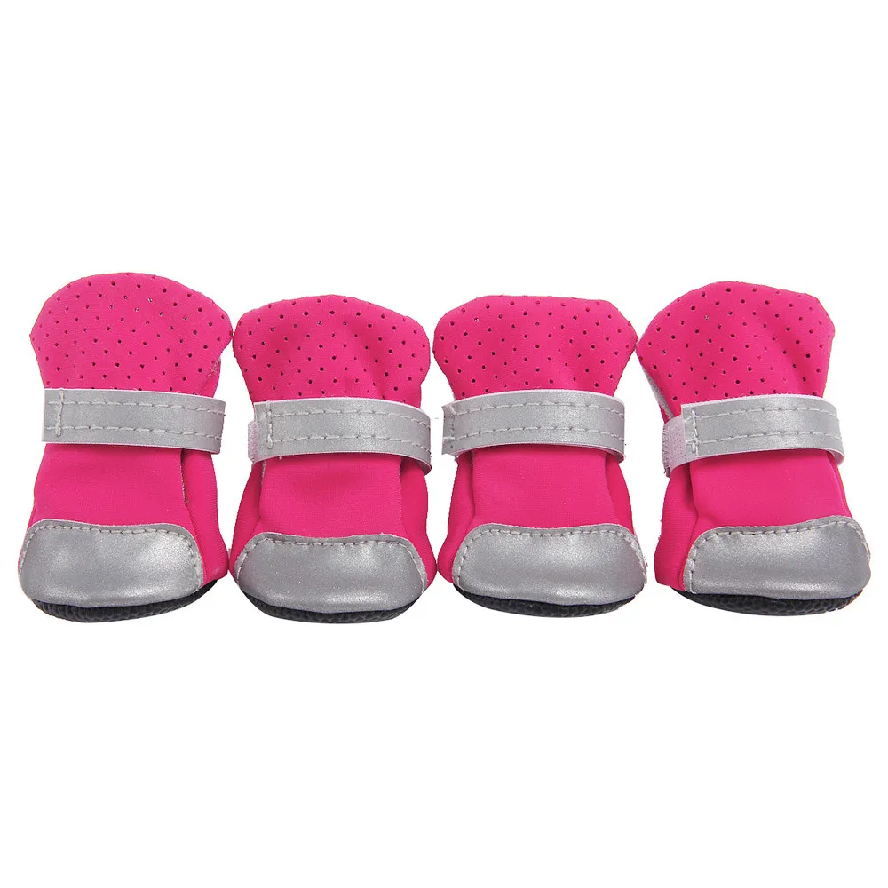 

4Pcs Dog Shoes Breathable Anti-slip Spring Winter Pet Boots Paw Protector Reflective Straps dog shoes