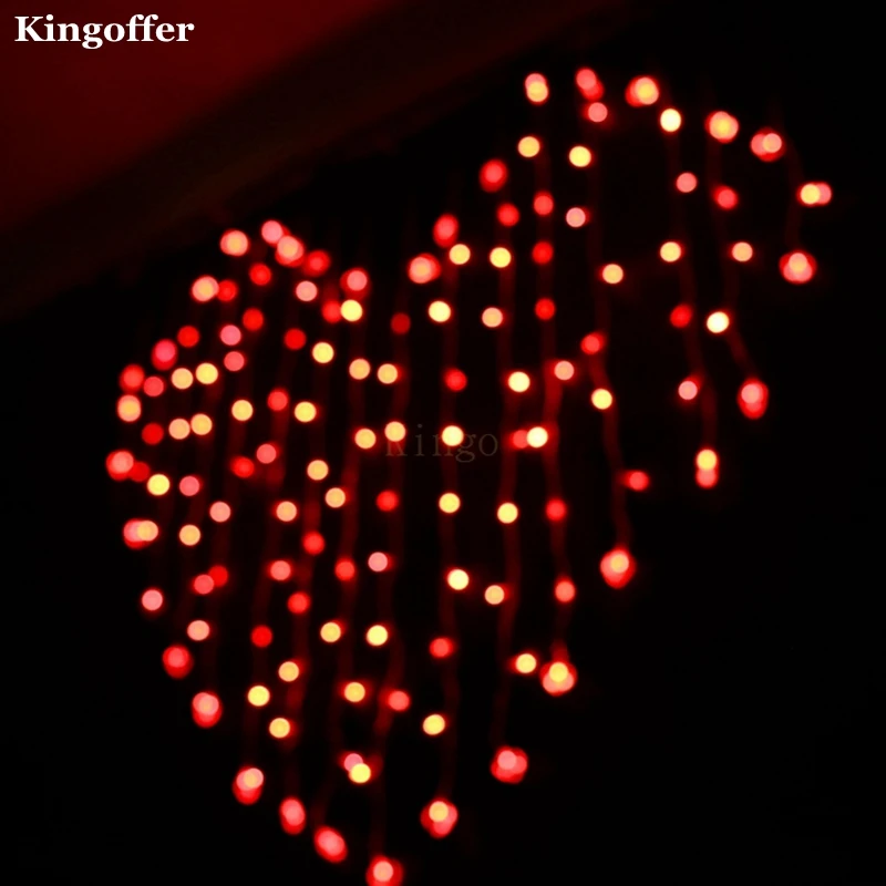

Kingoffer 2M x 1.5M Heart Shape 128 Light 34 Hearts LED String Holiday Light Christmas Wedding Curtain lamp Decoracao EU/US Plug