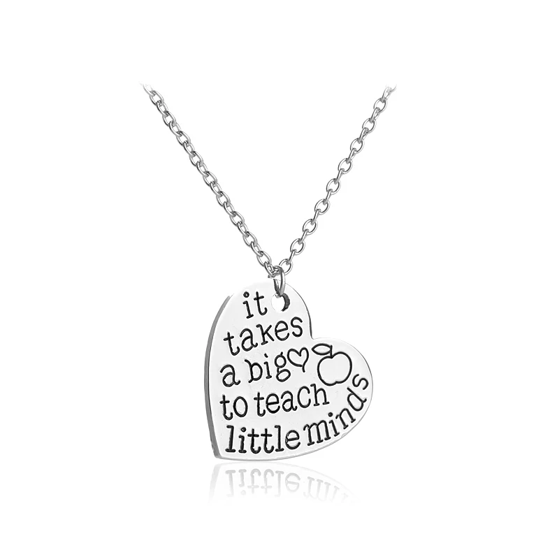 Image Term Begins end Teachers Appreciation Gift Necklaces It takes a big heart to teach little minds Heart Pendant Necklace