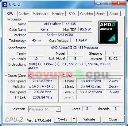 AMD Athlon II X3 435 2,9 ГГц трехъядерный процессор ADX435WFK32GI Socket AM3