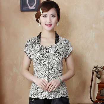 

2015 New Chinese Tradition Women's 100% Cotton Linen Lace Collar Coil Clasper Blouses Shirts Tops M L XL XXL 3XL 4XL 1201