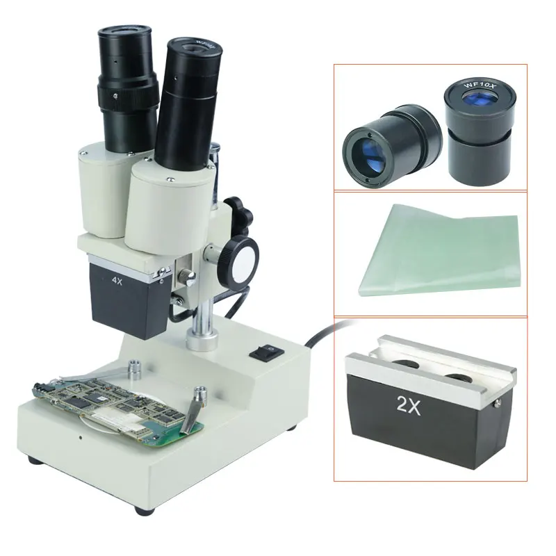 

Industrial Stereo Binocular Microscope 20X 40x with Lamp for Clock watch cellphone Repair tool