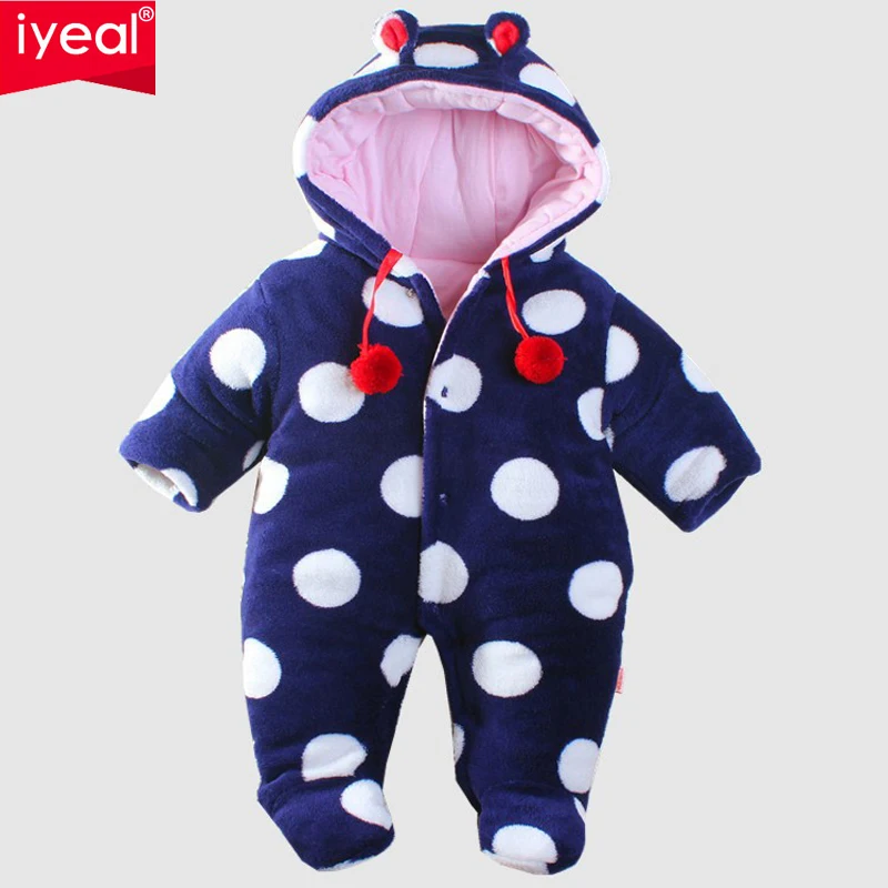 

IYEAL Autumn Winter Newborn cotton-padded baby's rompers Polka Dots Baby Girl Brand Costume Baby Product