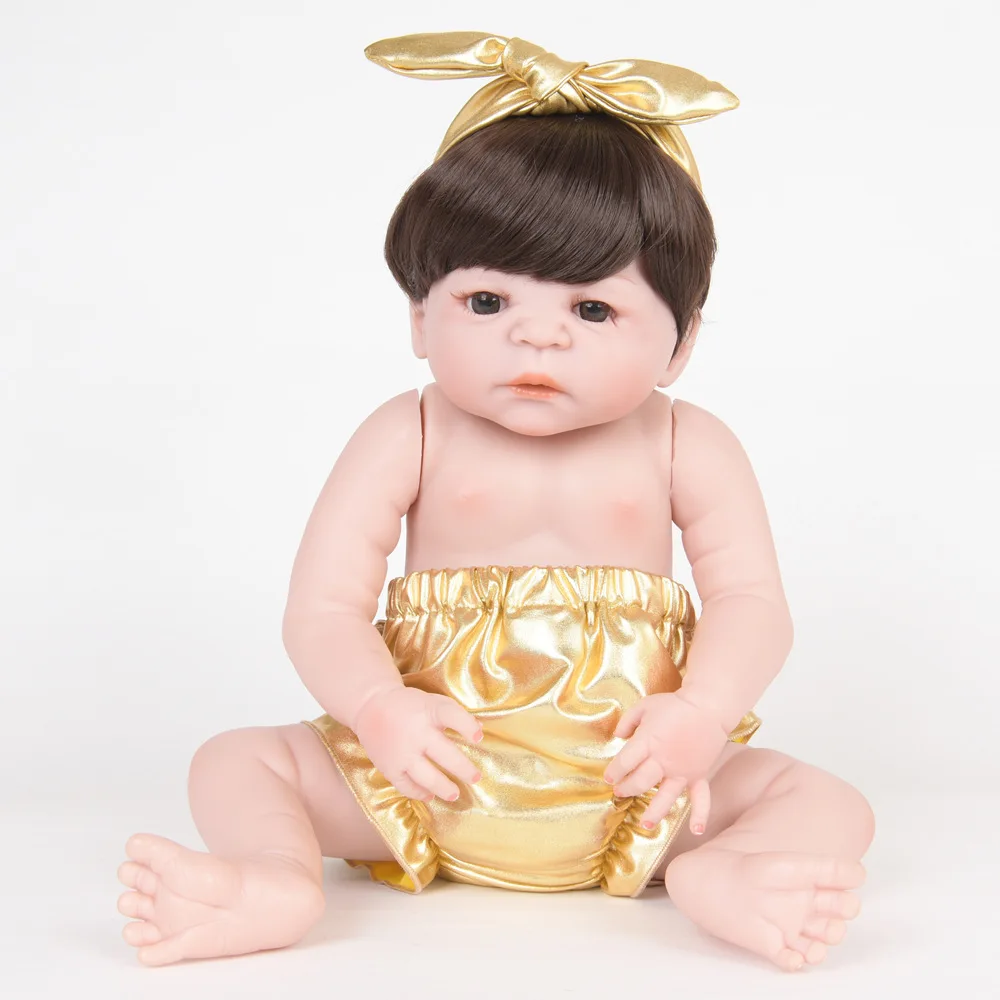 

22" 55CM Hot Cheap Full Vinyl Silicone Cool Newborn Reborn Baby Dolls Girl Boy Playmates XMAS Gift