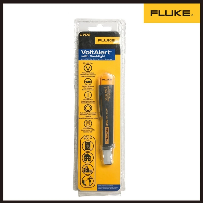 

Free shipping Fluke LVD2 Non-Contact LED light Voltage Detect Tester 90-600V LVD2 LED flashlight non-contact AC voltage detector