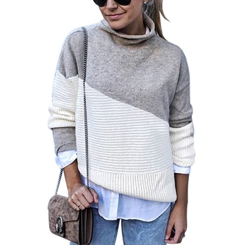 

Women Sweater Pullover 2019 New Fashion Patchwork Sweaters Tops Autumn Winter Harajuku Streetwear Female Shirt Jumper Pull Femme