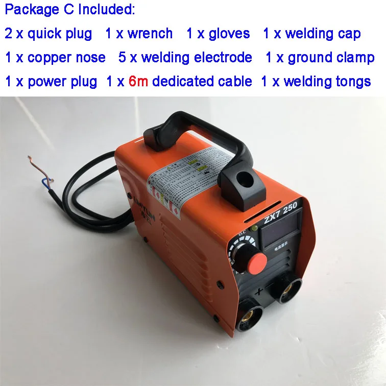 Package C Ru 250А 110-250 В компактный мини MMA сварочный аппарат инверторный дуговой сварочный аппарат - Цвет: Package C