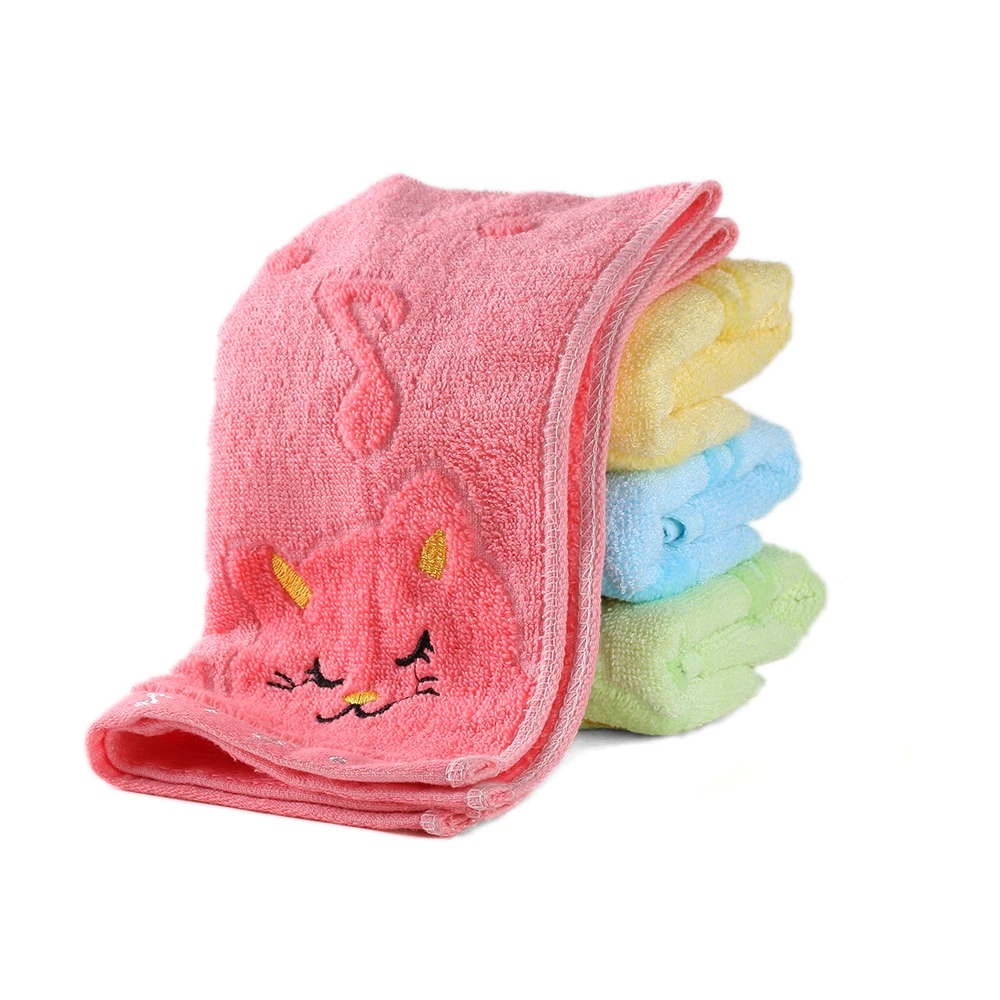

1PC 25*50cm Soft Bath Shower Towel Cute Lovely Cat Print Child Bamboo Fiber Cotton Strong Water-absorb Face Towel