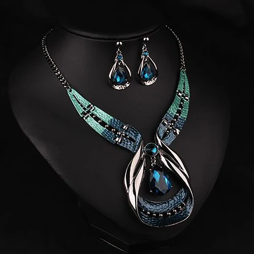 2017 Hot Selling Women Statement Chain Pendant Choker Bib Necklace Earrings Fashion Jewelry Set | Украшения и аксессуары