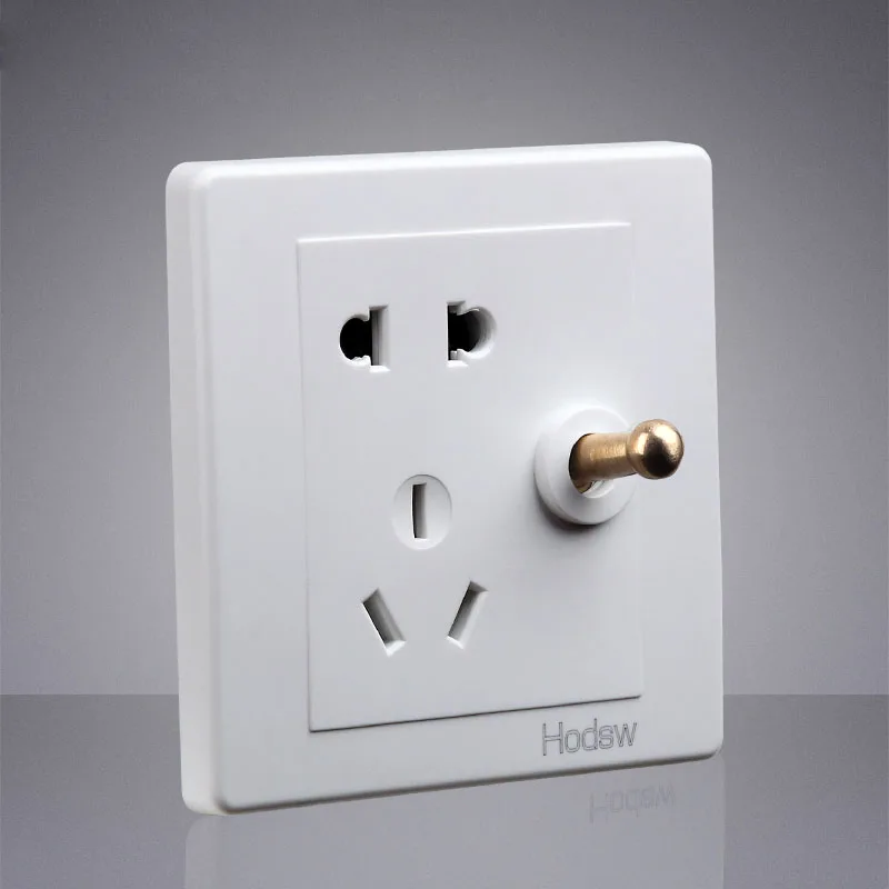  1-4 Gang White Toggle Lamp Switch Outlet Brass Lever Single Dual Control Retro Light Switch Wall Po - 32976150114