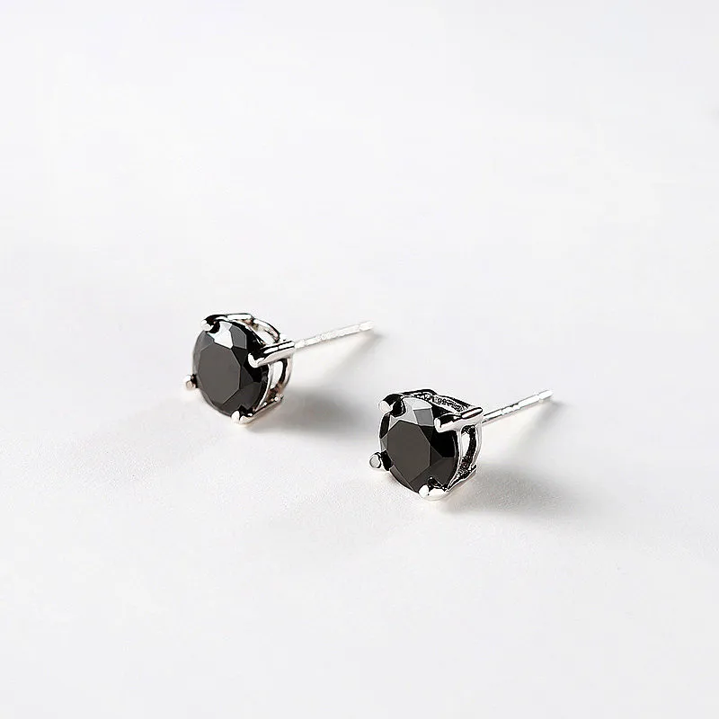 INZATT OL, минималистичные серьги-гвоздики из настоящего 925 пробы, серебра, циркония, для женщин, юбилей, хорошее ювелирное изделие, Модный черный цвет, подарок - Цвет камня: Black