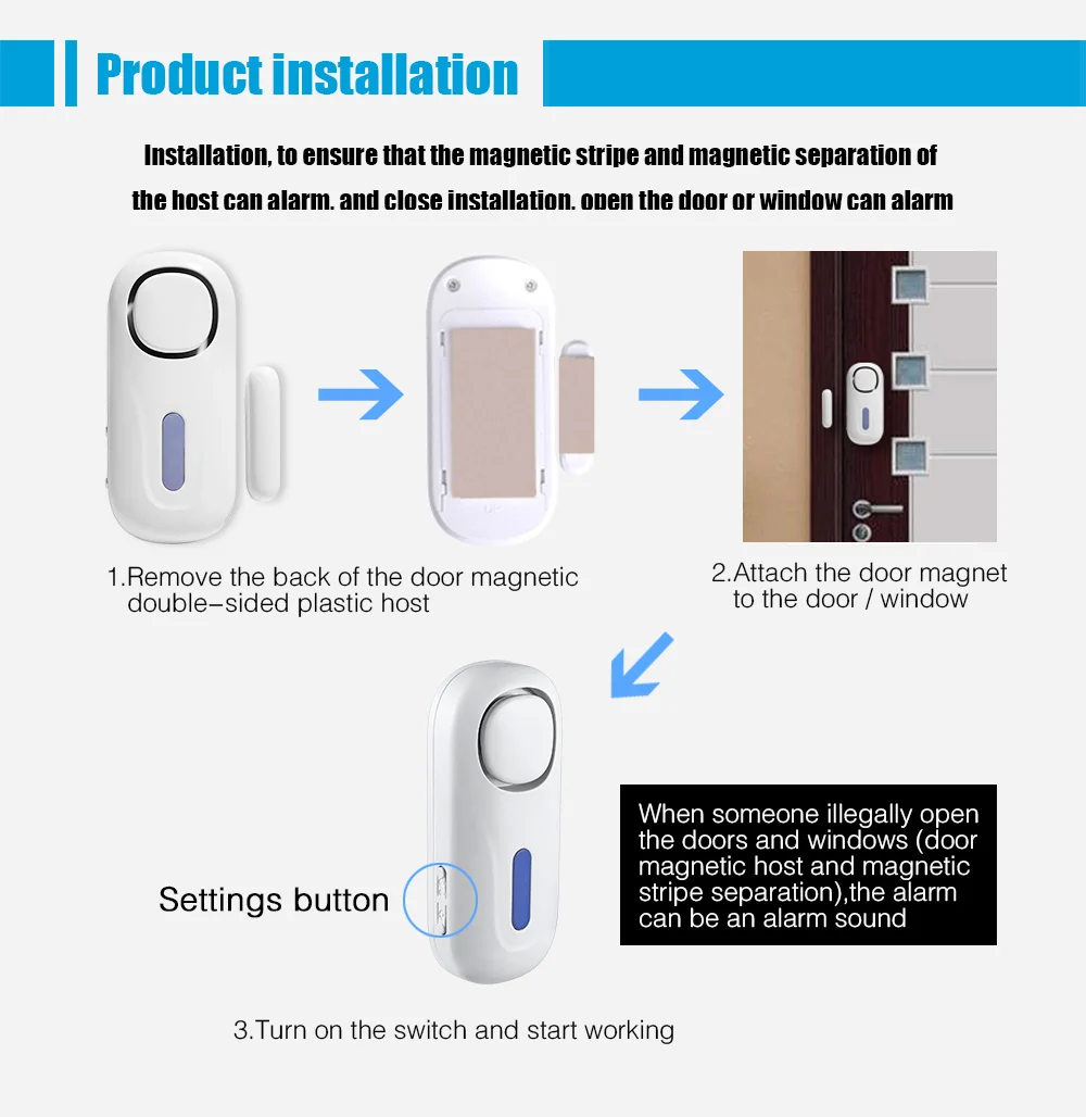 Fuers Домашняя Охранная Дверь Окно Магнитный датчик Предупреждение система беспроводной пульт дистанционного управления открытый дверной
