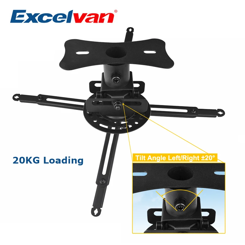 Excelvan 360 Degree Universal Projector Ceiling Mount Roof Wall Mounts