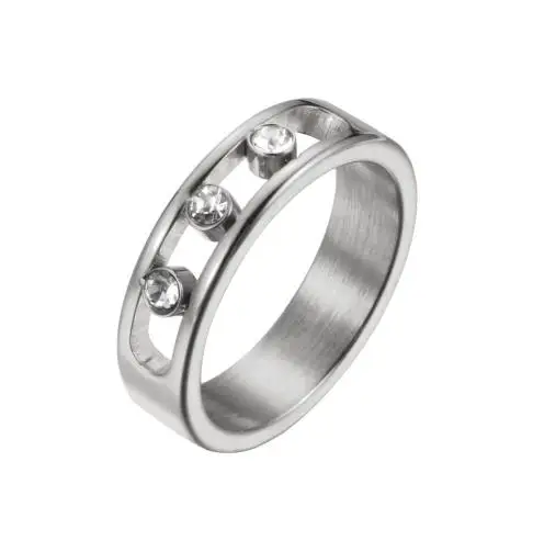 Модные кольца из нержавеющей стали для женщин и мужчин, CZ Стразы для женщин, розовое золото, кольцо на палец, свадебные, Обручальные, вечерние, ювелирные изделия - Цвет основного камня: Silver