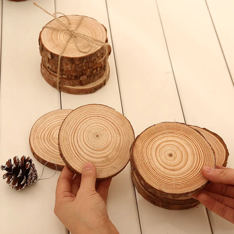 6pcs Lot Pine Wooden Chips Cut Pieces Wood Log Sheet Rustic