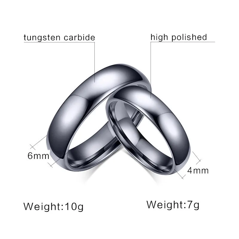 

Silver Tungsten Carbide Couple Rings Waterproof Wedding Engagement Band Ring for Lover