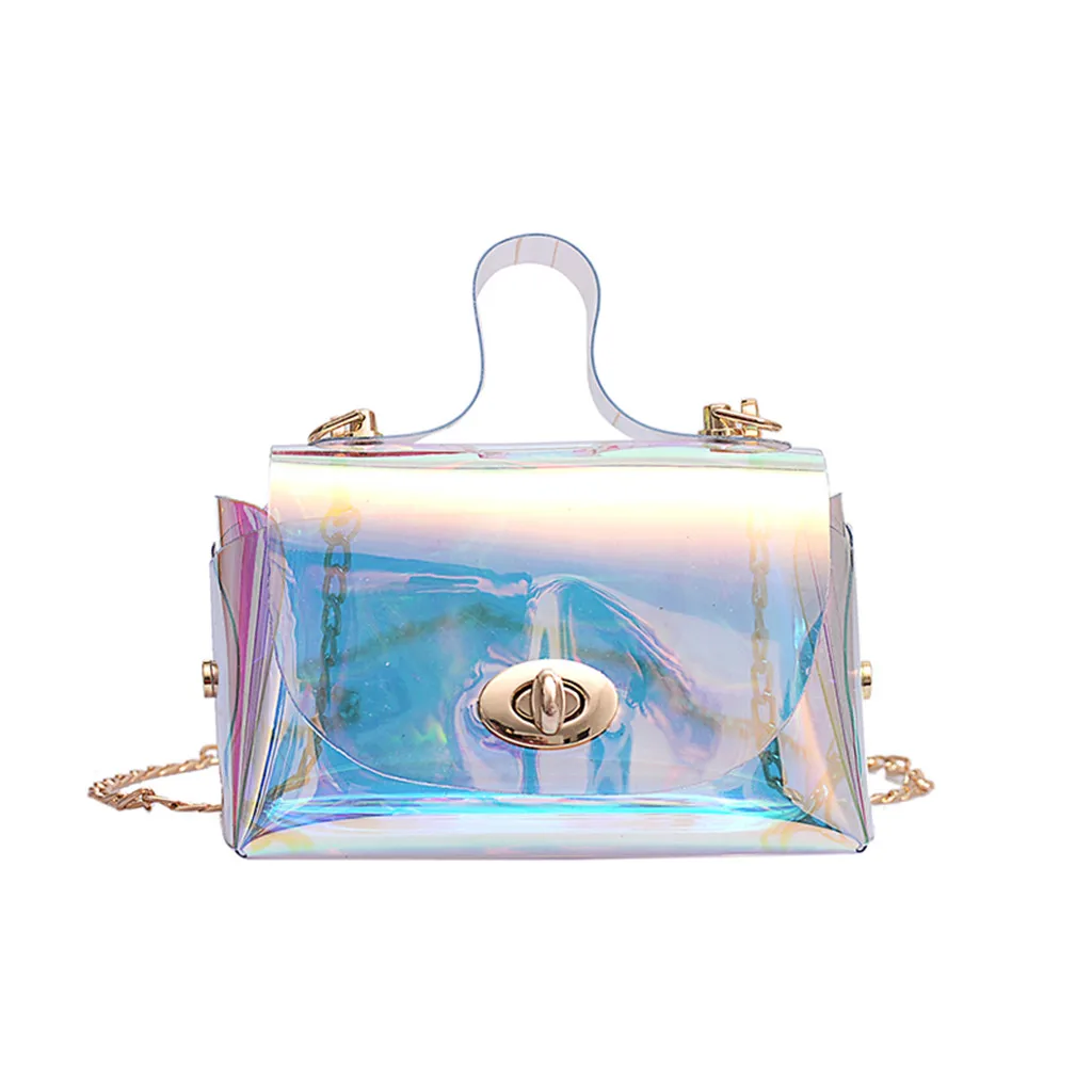 

Fashion Women Pearl Crossbody Bag Sequins Chain Leather Colorful Messenger Bag PVC Transparent Shoulder Female Girl Tote Bag
