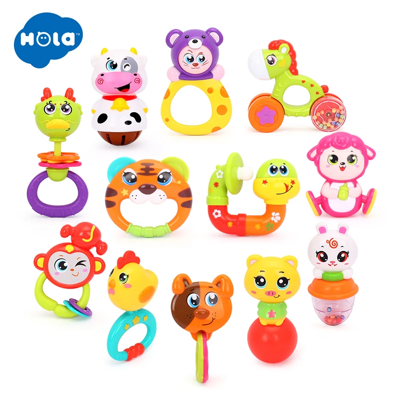 

12pcs/Lot Baby Toys Animal Handbells Developmental Toy Hand Shake Bed Bells Kids Educational Toys Baby Rattle Xmas Gifts