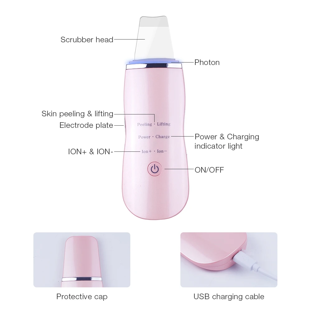 Limpador de Pele Ultra Sônico Rosto Purificador Remoção Cravo Peeling Esfoliador Apertar Massageador Facial 12 Ultra sônico sônico limpador de pele ultra