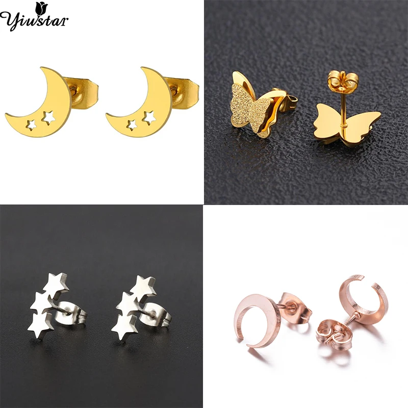 

Yiustar Star Earing Stainless Steel Stud Earrings for Women Jewelry Cute Tiny Star Moon Earrings for Kids Girls Birthday Party