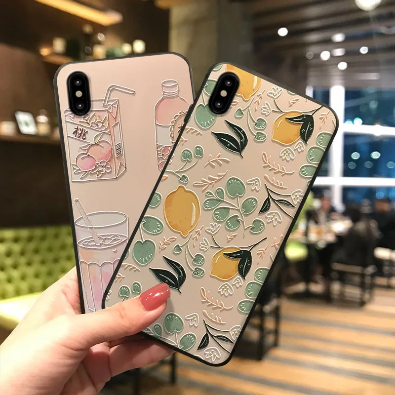 

Cute Cupcake Lemon Embossed Phone Case for iPhone 6 6S 7 8 Plus X XS MAX XR Case Soft TPU Back Cover for OPPO R15 R17 Capa Coque