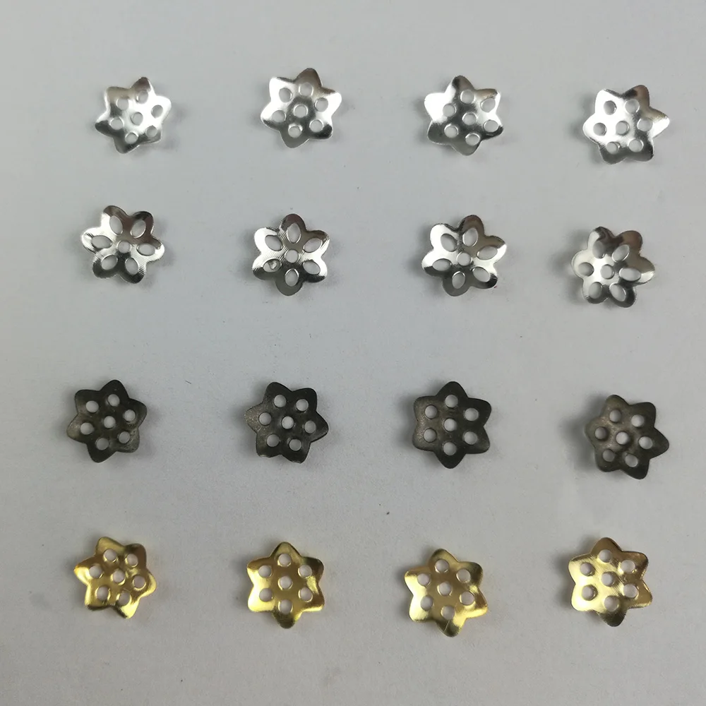 

100PCS 6/8/10MM Plated Hollow Flower Metal Charms Beads Caps for Cloth Bag Jewelry Making Accessories Metal Flower Bead Caps