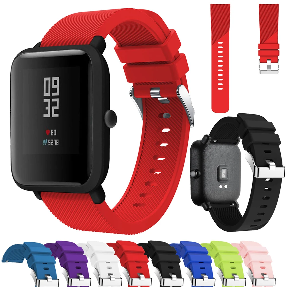 Мягкая силиконовая лента ремешок для Xiaomi Huami Amazfit Bip Youth Edition умные часы 20 мм сменный ремешок спортивный дышащий браслет