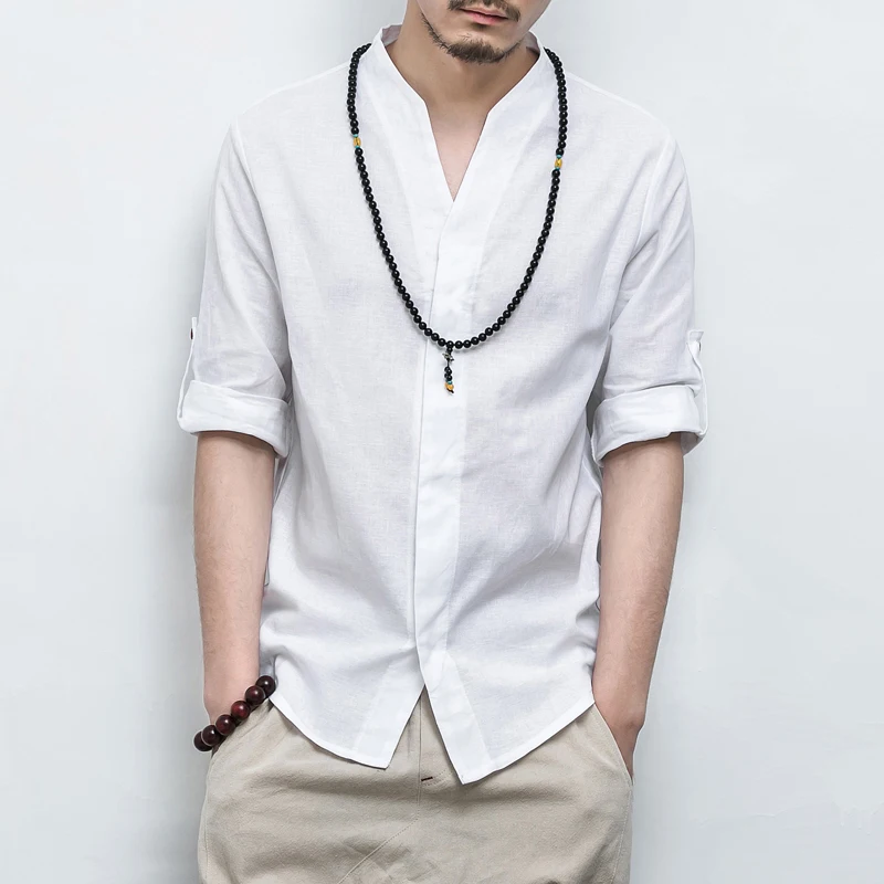 

2018 Summer New Men's Casual Half-sleeved Shirt Fashion Brand Of High Quality Cotton Linen Plus Size M-5XL Shirt Men