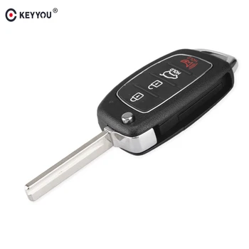 

KEYYOU 4 Button Flip Folding Remote Key Shell Car Key Shell Case Fob For Hyundai Solaris ix35 ix45 Series 2 Verna Santa
