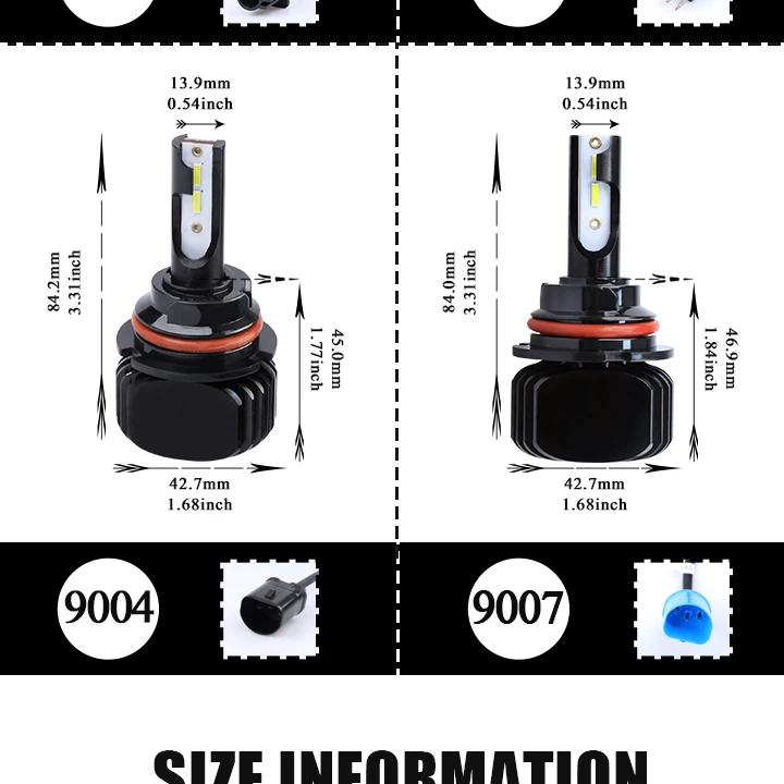 H3 светодиодный фар Canbus комплект 9005 HB3 H10 5202 H16 D2S 880 H13 H15 9004 9007 авто фары лампы(Подол короче спереди и длиннее сзади) 12В для ближнего и дальнего света 6000K Voiture